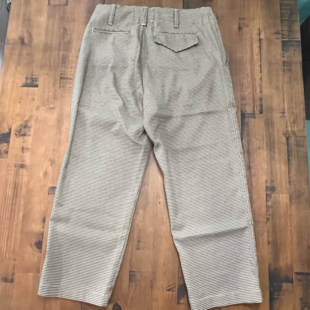 Free People X Sandrine Rose Pants Womens M Tan Button Fly Tapered Trouser
